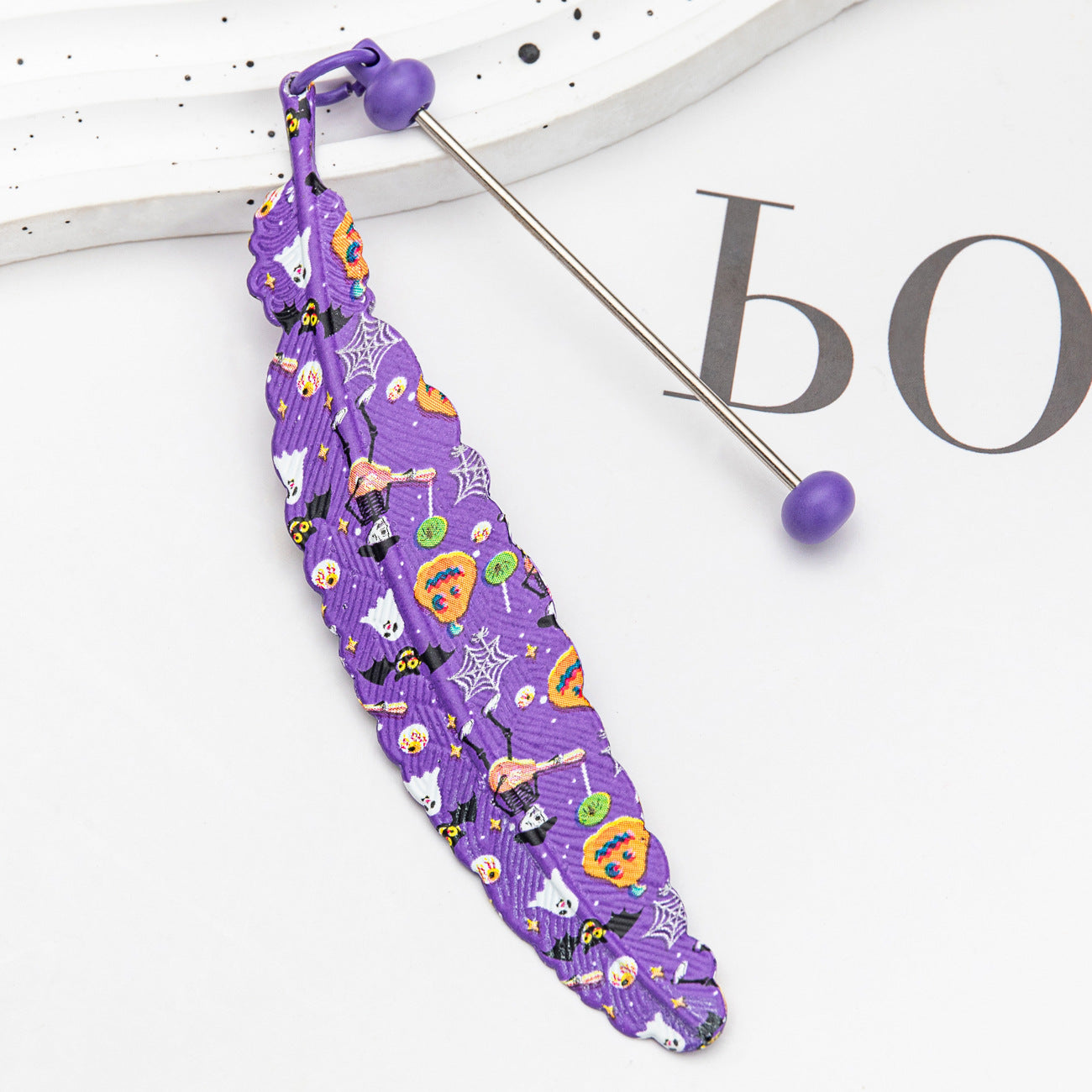 Wholesale New Christmas Halloween Feather Bookmark Handmade DIY Metal Bookmark